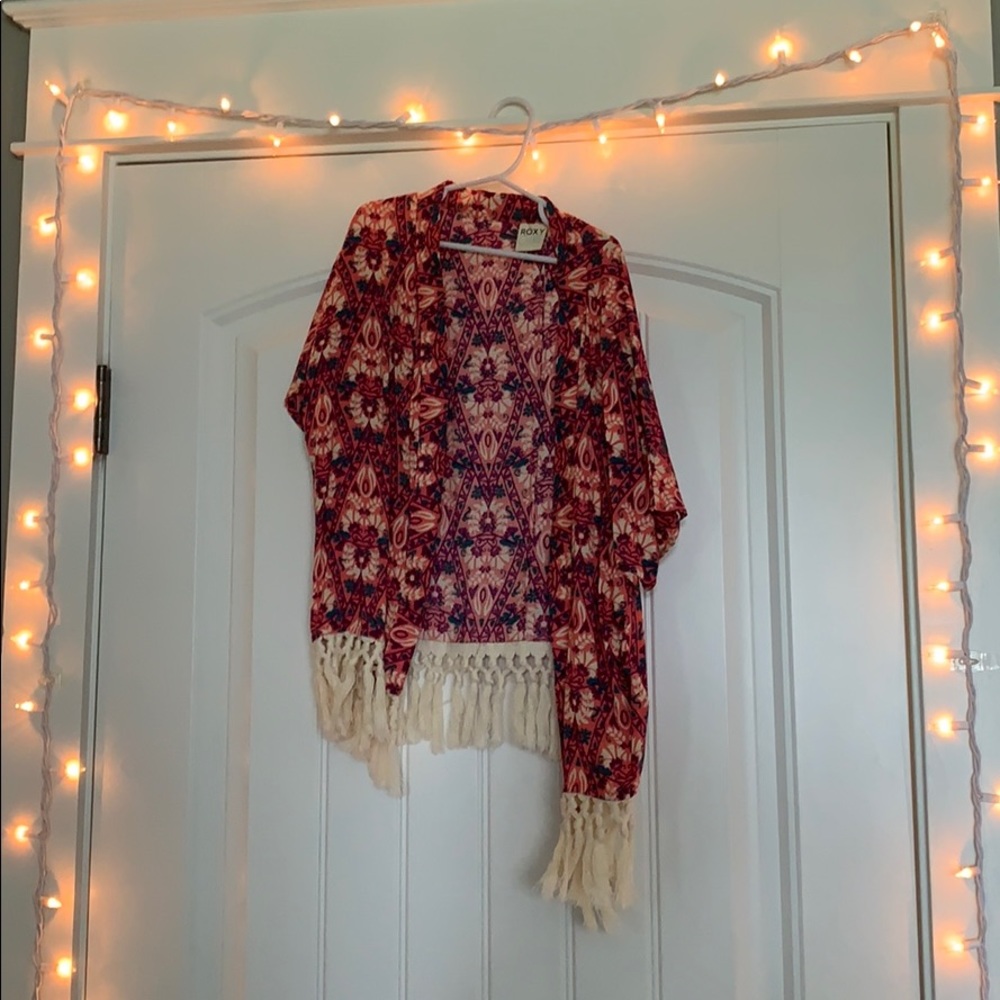 multi colored cardigan w fringe
